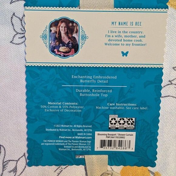 The Pioneer Woman Blooming Bouquet Floral Embroidered Cotton-Rich Shower Curtain - Picture 4 of 11